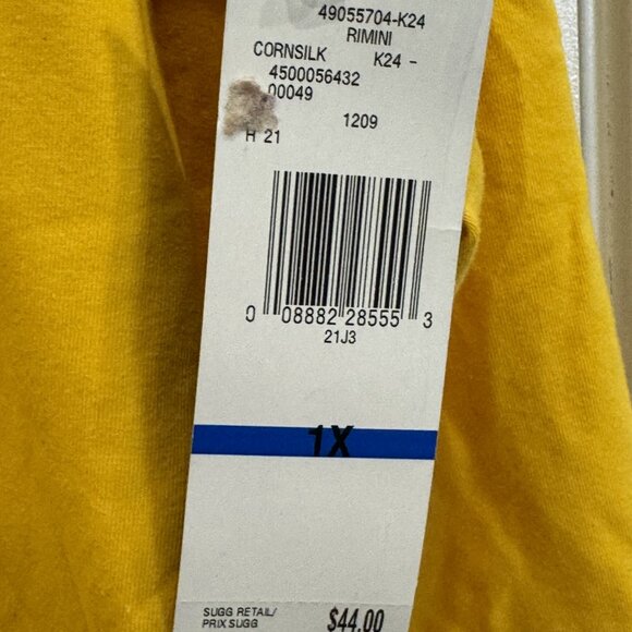 NWT 1xl Jones NY Signature V-Neck 3/4 Length Sleeves Yellow Casual Layering - Picture 4 of 5